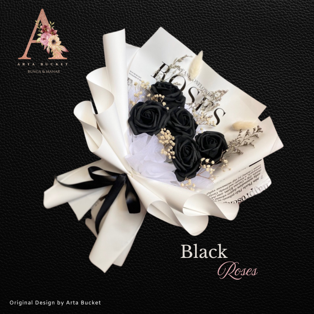 Bucket Bouquet Buket Bouket Kado Hadiah Gift Give Bunga Mawar Hitam Untuk Pacar Wisuda Lamaran Cowok