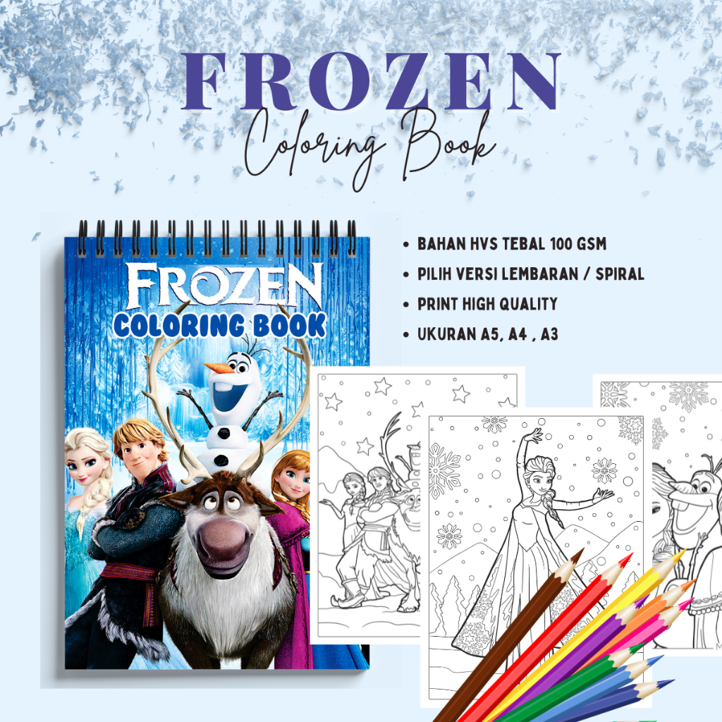 

Frozen Coloring Sheet 20 Lembar Kertas Mewarnai Sketsa Gambar Kartun FROZEN Anak Paud TK SD HVS Tebal