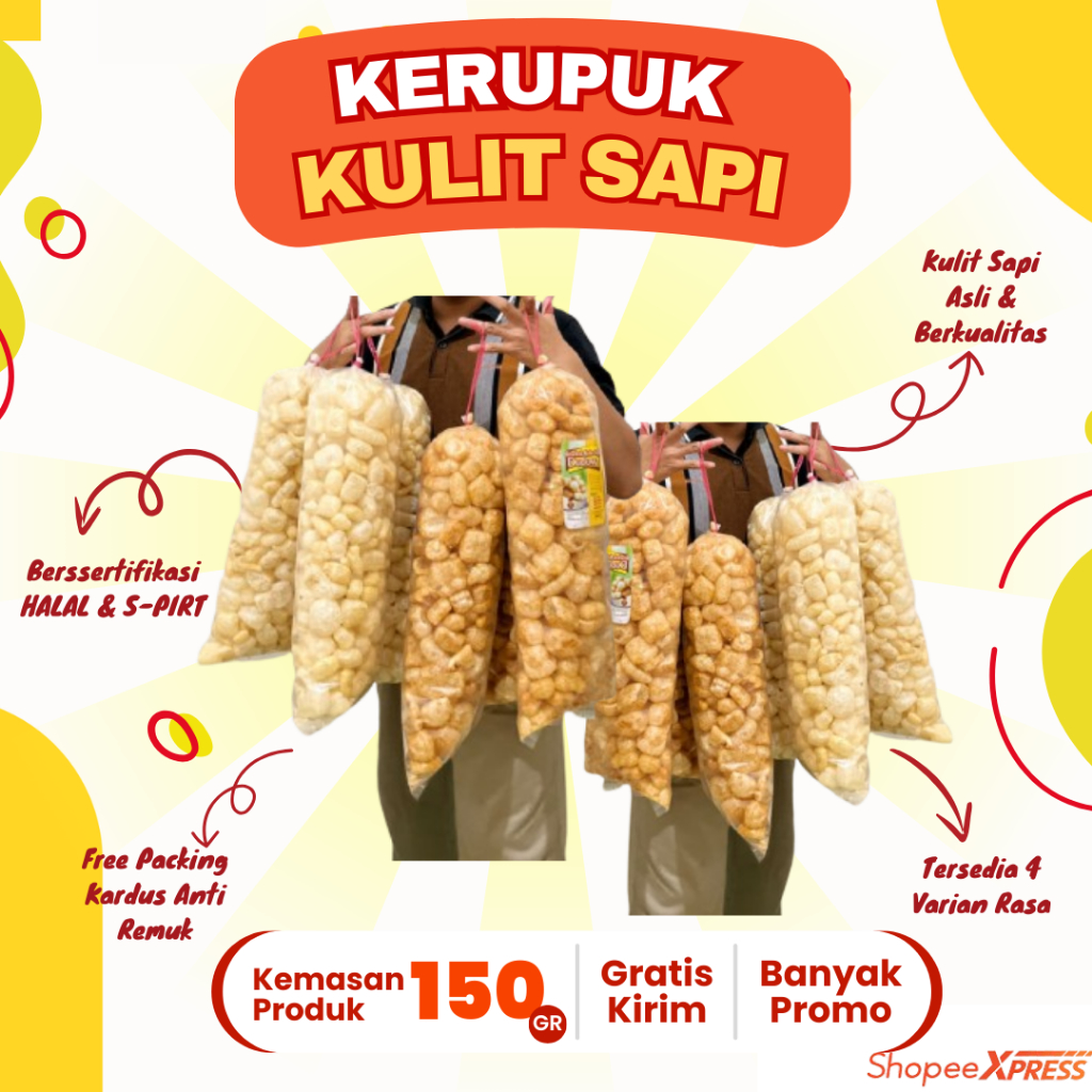 

Kerupuk Kulit Sapi Asli 1 Bal 150 Gram Dorokdok Rambak Krupuk Rasa Original Pedas Asin BBQ Renyah