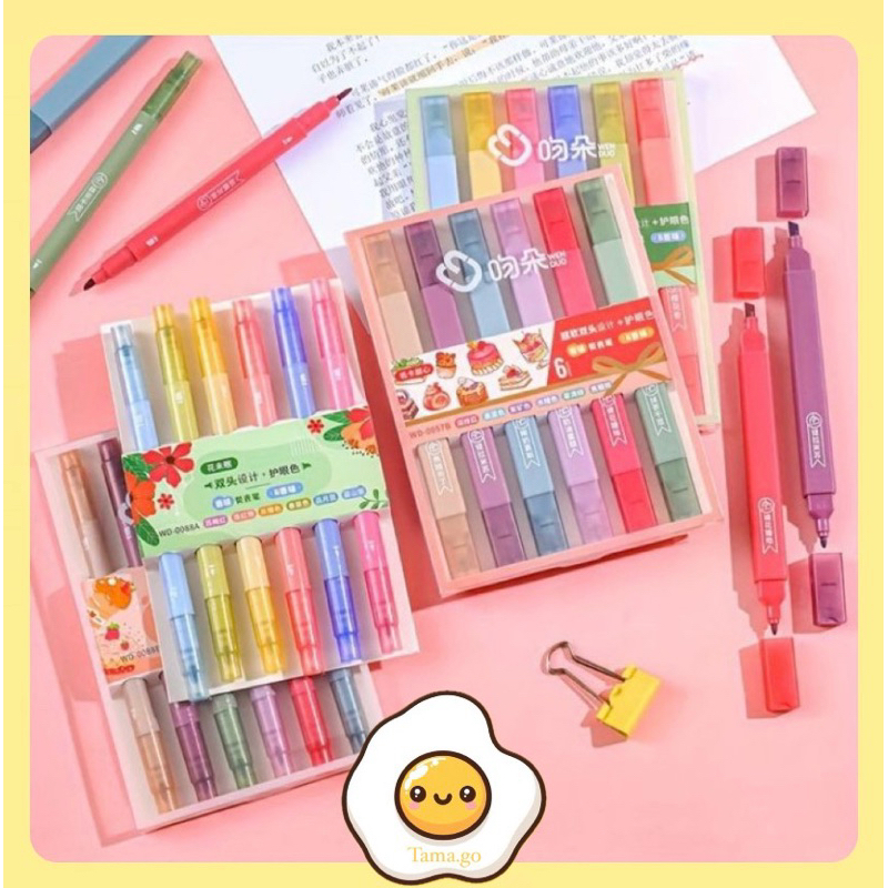 

(1 Set 6 Pcs) Stabilo Cute 6 Warna / Highlighter Double Side 1 Set Isi 6 Pcs / Stabilo 6 Warna / 6 Pcs Stabilo Kepala Ganda / Highlighter Unik Warna Warni Untuk Kantor / Pena Stabilo Set Morandi