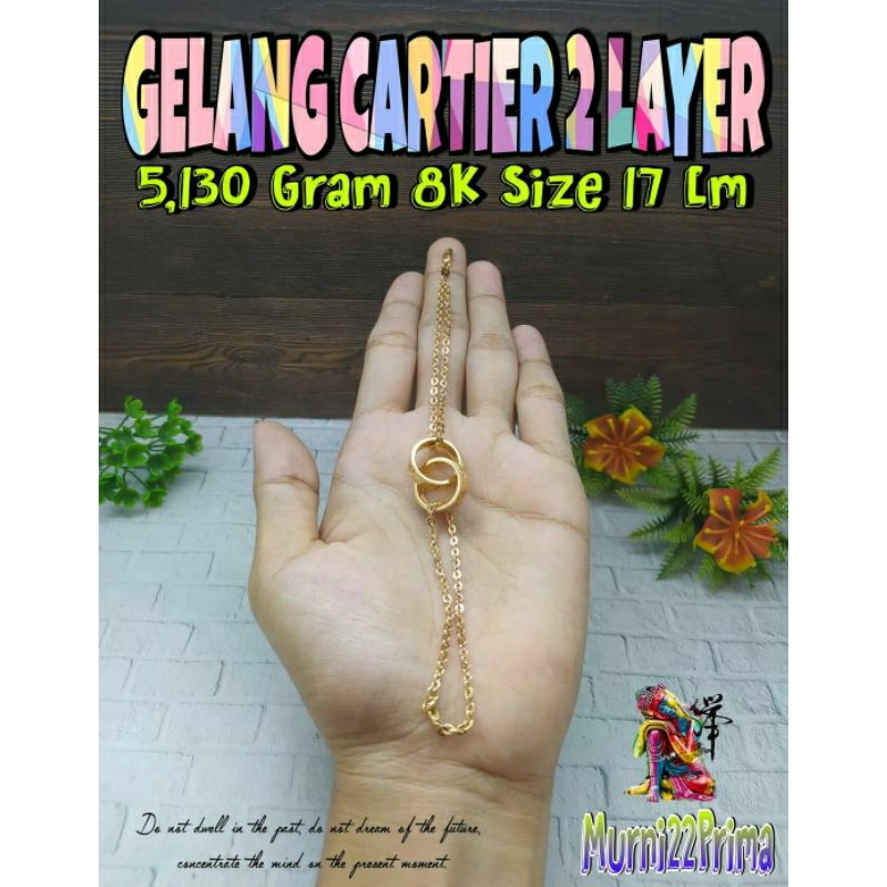 GELANG CARTIER 2 LAYER EMAS ASLI