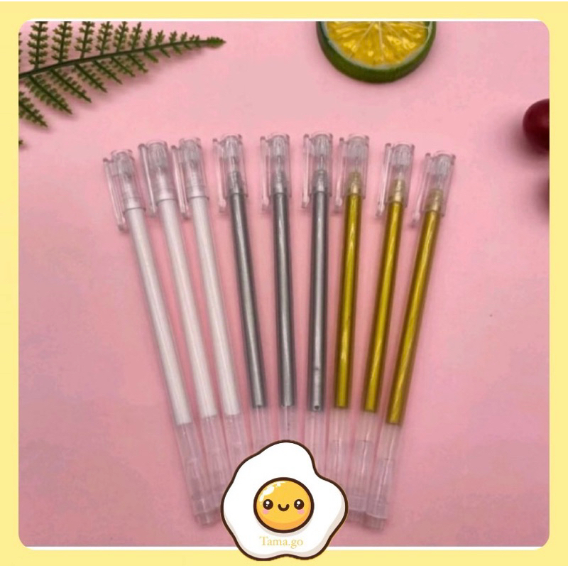 

Pena Glitter Metalik 0.9mm Pulpen Warna Warni Gold Colour Gel Pen Tinta Metallic Ballpoint Craftwork