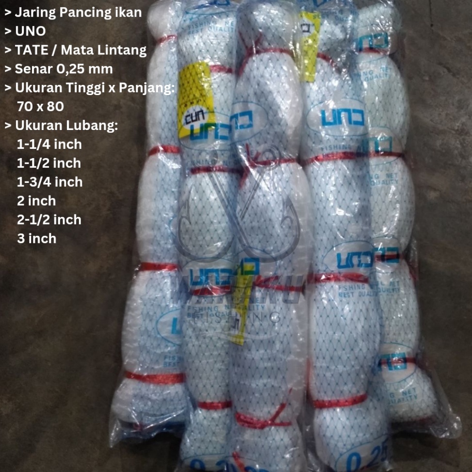 Buruan Cek Jaring Ikan  Pukat UNO 25 Lubang 114 inch  312 inch 7x8 TATE