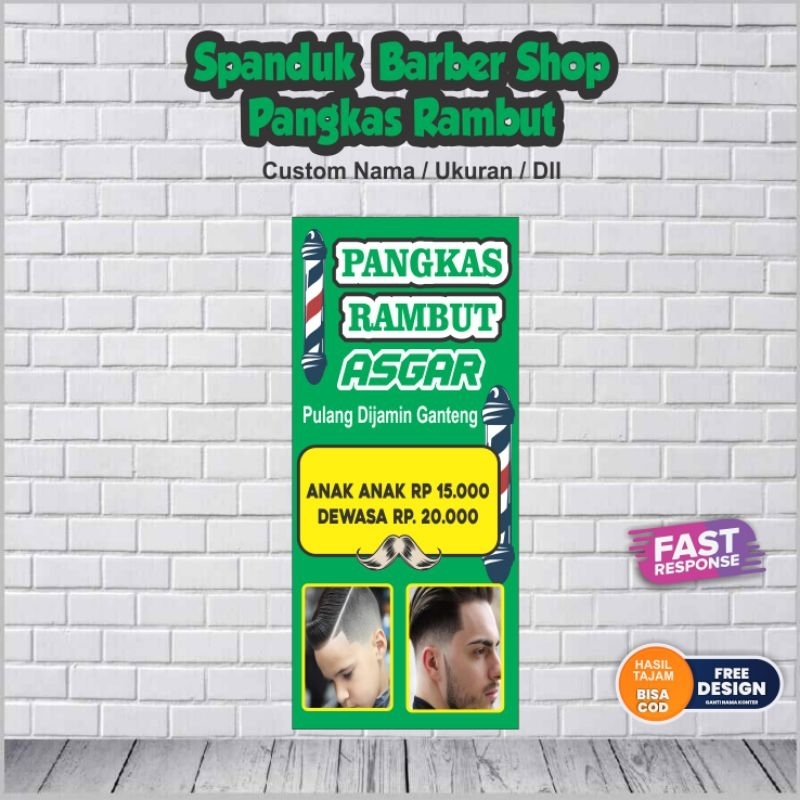 Spanduk Pangkas Rambut Barbershop custom design