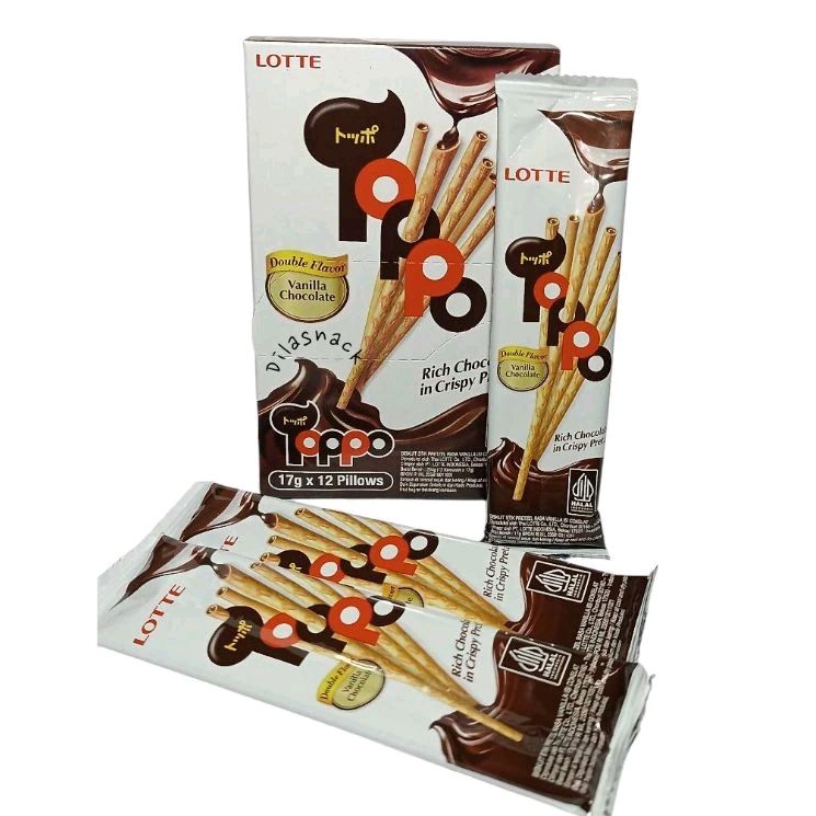 

biskuit lotte toppo 1 box isi 12 topo biskuit vanila isi coklat