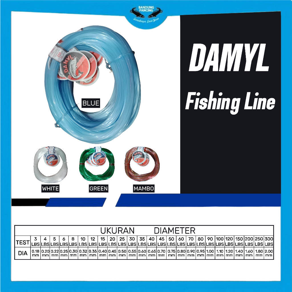 Senar Damyl Biru ukuran 50 lbs - 150 lbs Fishing Line