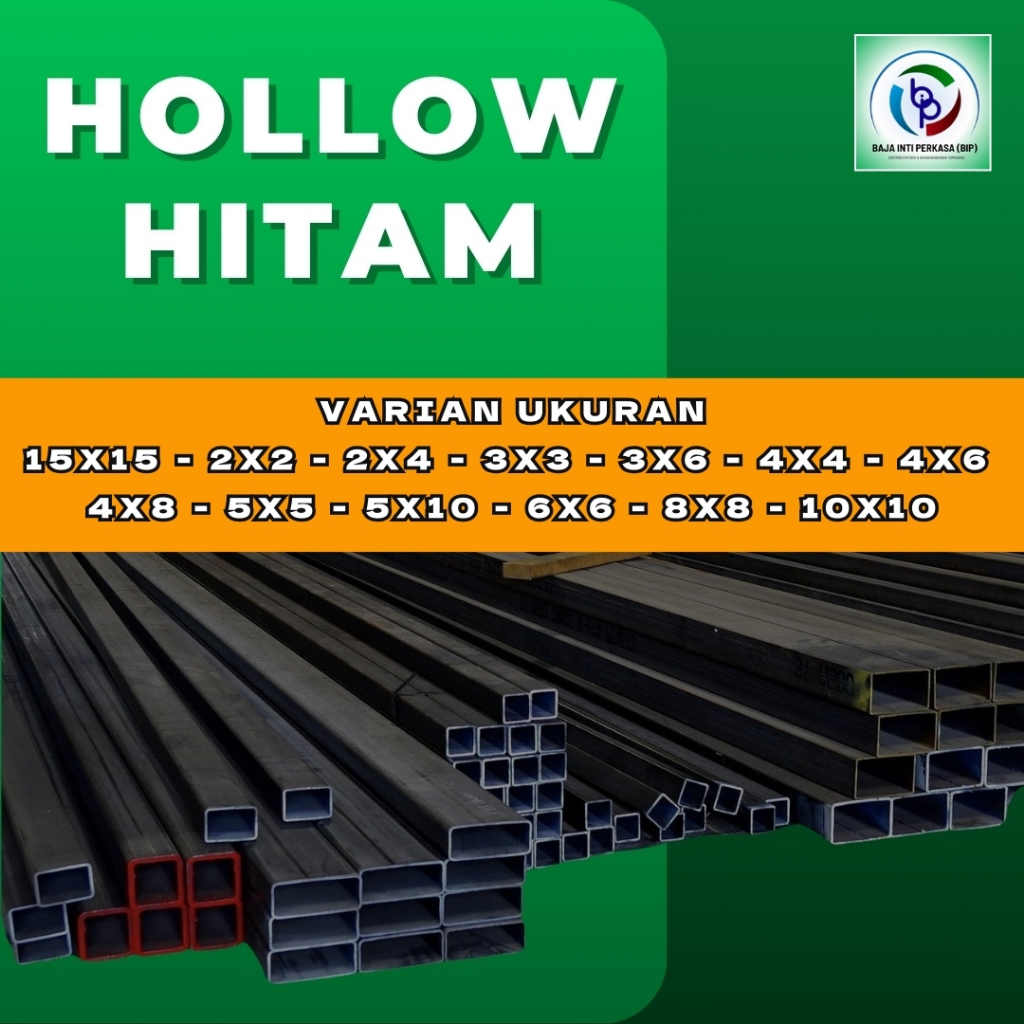 (Part 3) Besi Hollow Kotak Hitam Full/Holo Tiang Hitam Ukuran 4x6, 4x8, 5x5 di Makassar