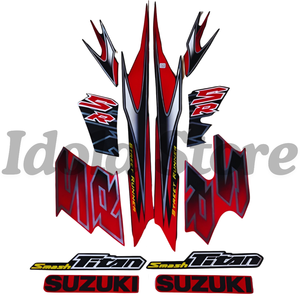 Stiker Striping Suzuki Smash 110 R Titan SR 2010 Hitam Merah List Body Motor Smash 110