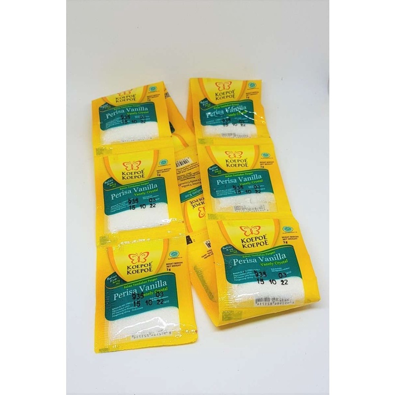 

Vanili Bubuk Sachet Kupu Kupu Renteng / Koepoe koepoe Vanili Sachet / Penyedap kue vanili