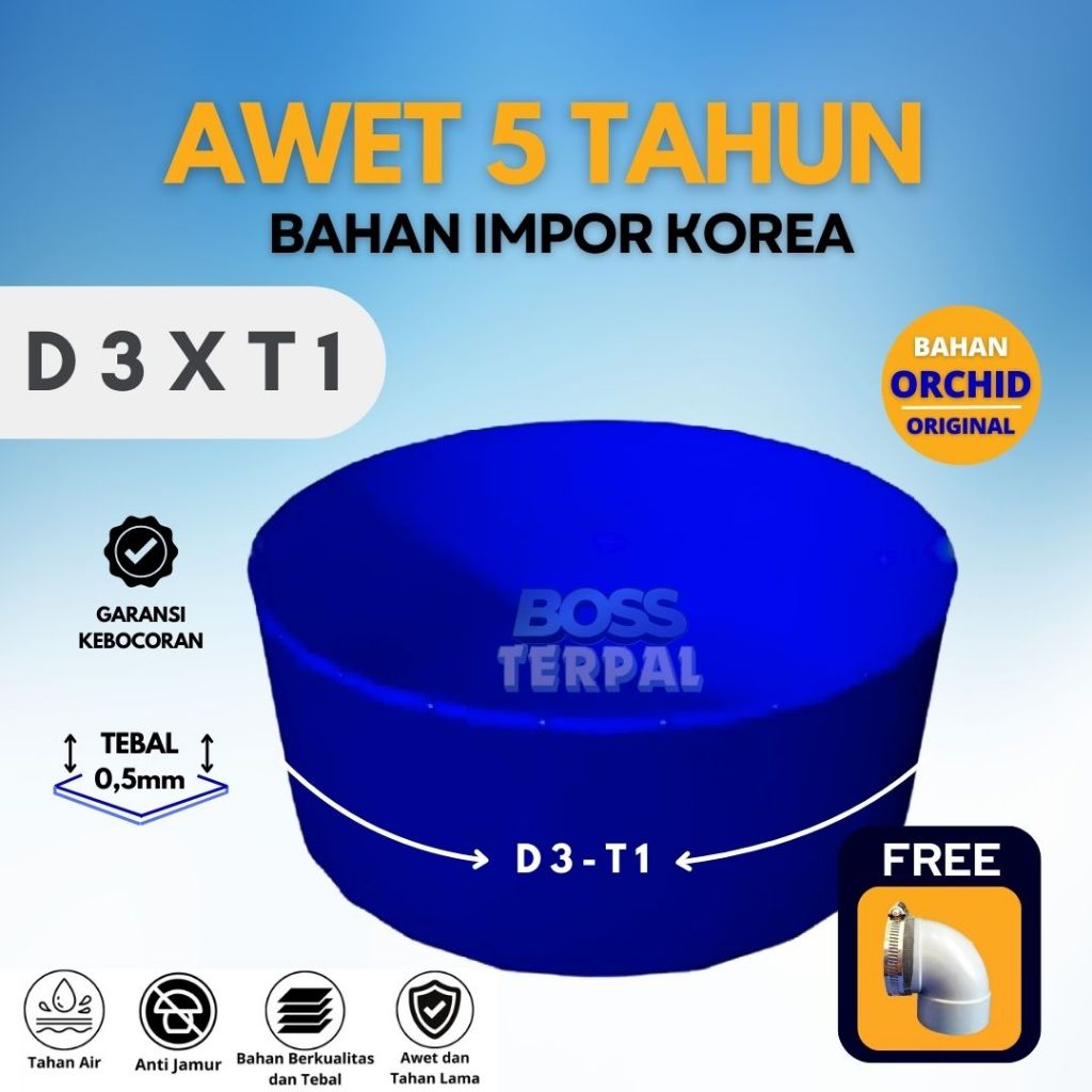 Terpal Kolam Ikan Bulat D3xT1 - Bak Lele Terpal - Terpal Tambak ORCHID