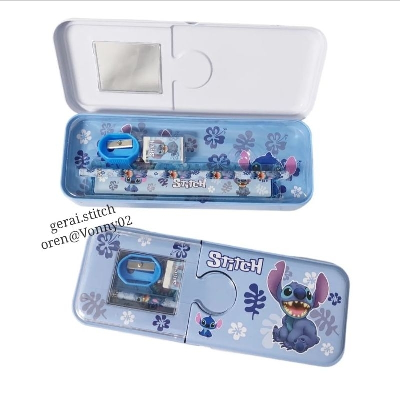 

Kotak Pensil Set Stitch Blue lilostitch Dapat Pensil,Peruncing ,Penghapus,Penggaris