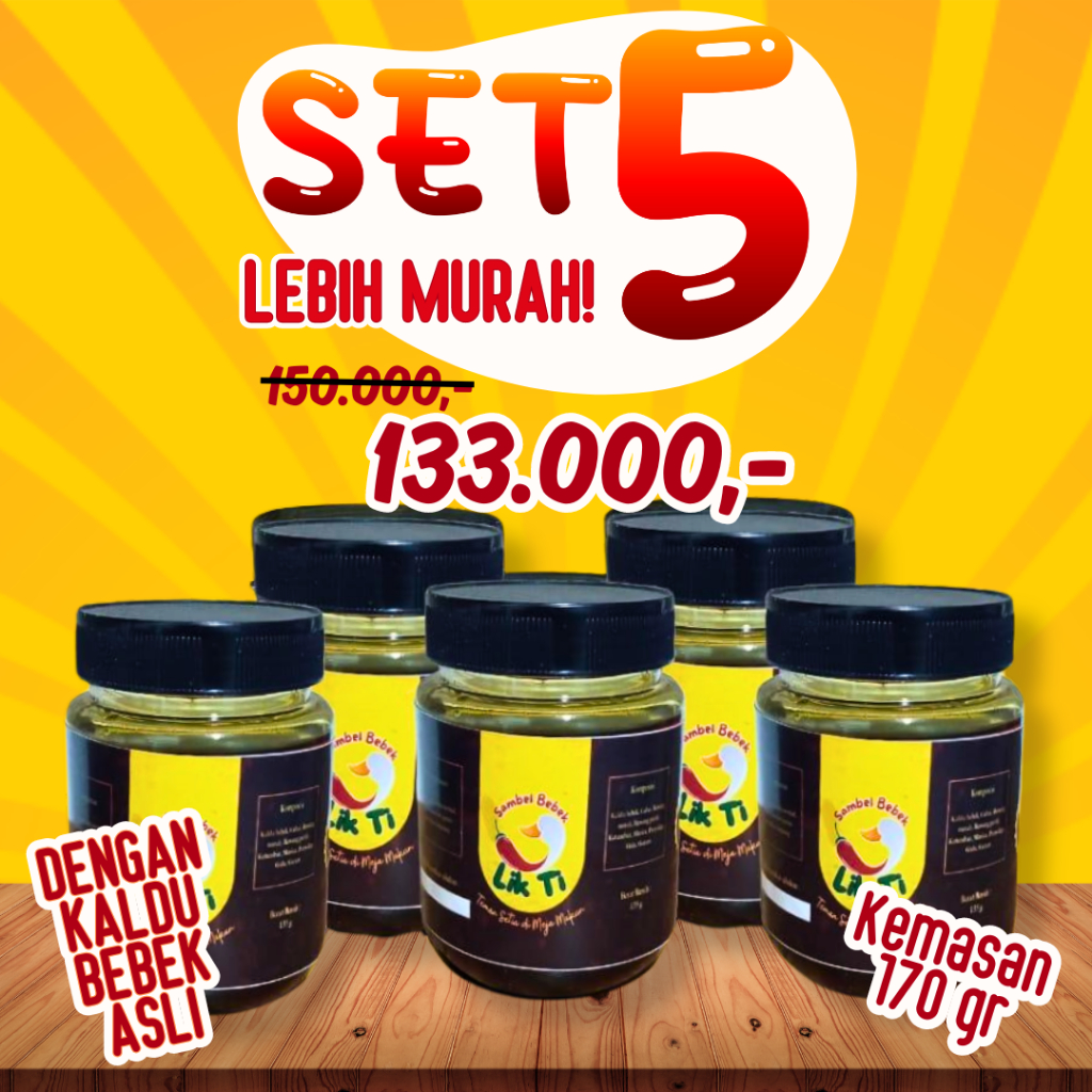 

PAKET Hemat Sambal bebek bumbu rempah hitam hemat kemasan 5 botol 170 gram