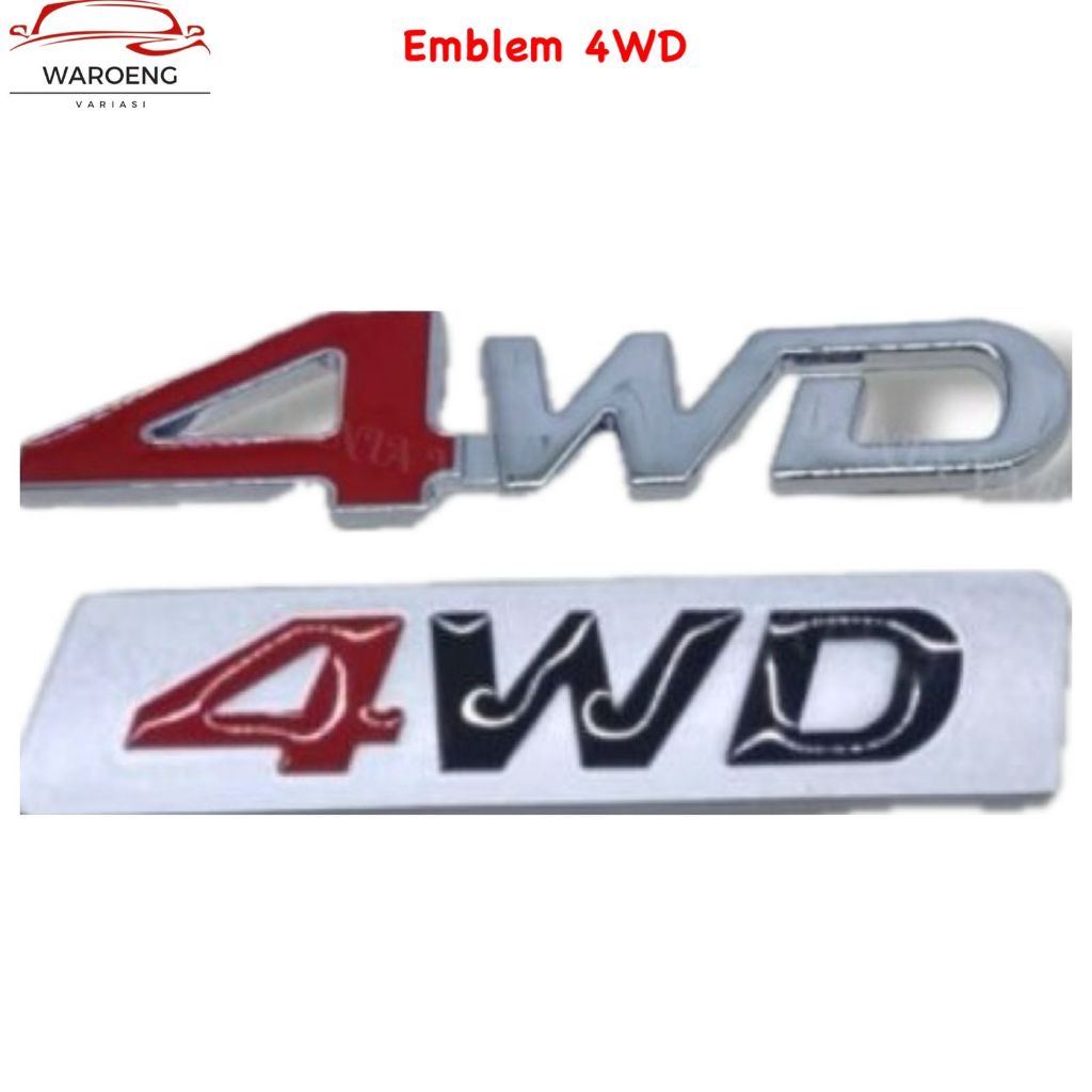 EMBLEM LOGO 4 WHEEL DRIVE 4WD LOGAM CNC TULISAN 4WD LAMBANG 4 WD