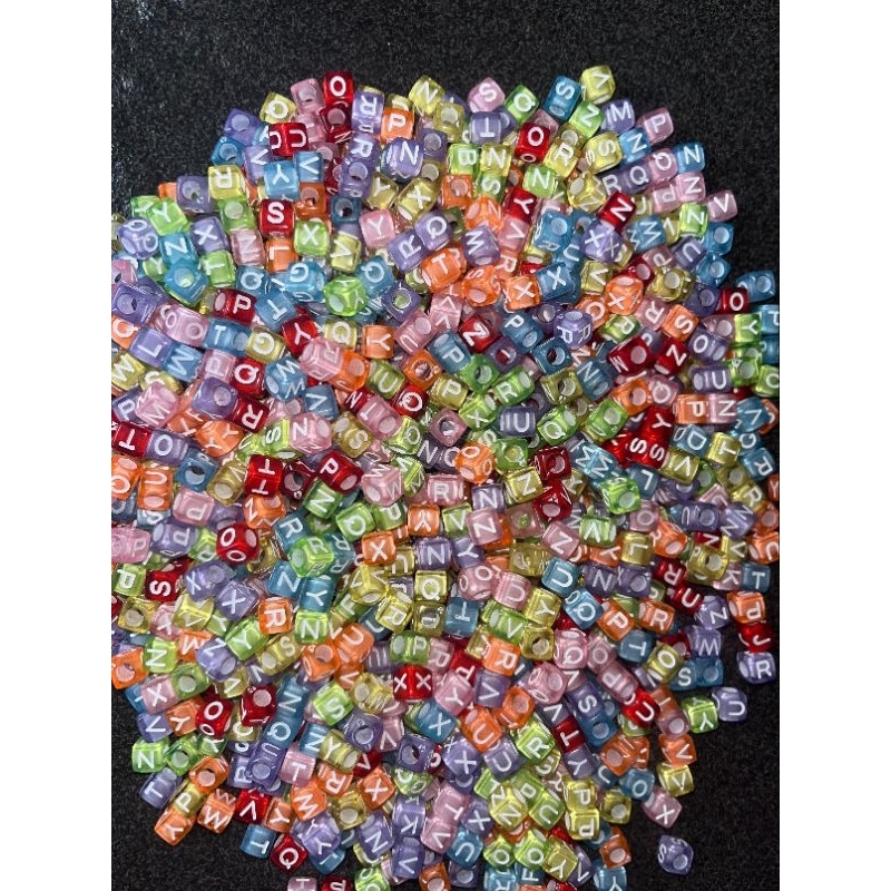 Pilih Huruf A-Z | ISI 10PCS | Manik manik huruf kotak warna | Mote huruf kotak warna | Manik pilih H