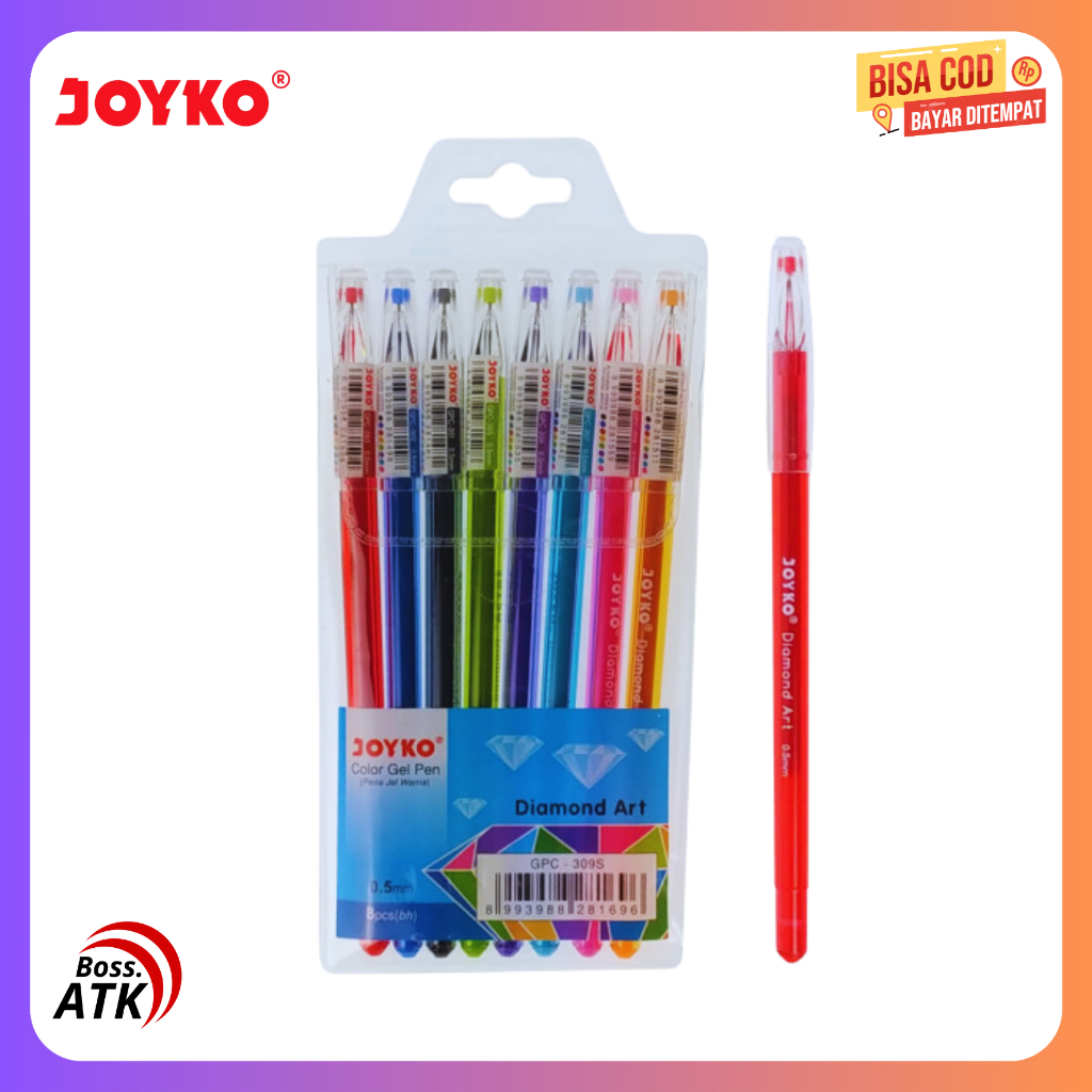 

JOYKO Color Gel Pen Diamond Art 0.5mm - GPC-309S Isi 8 Pcs