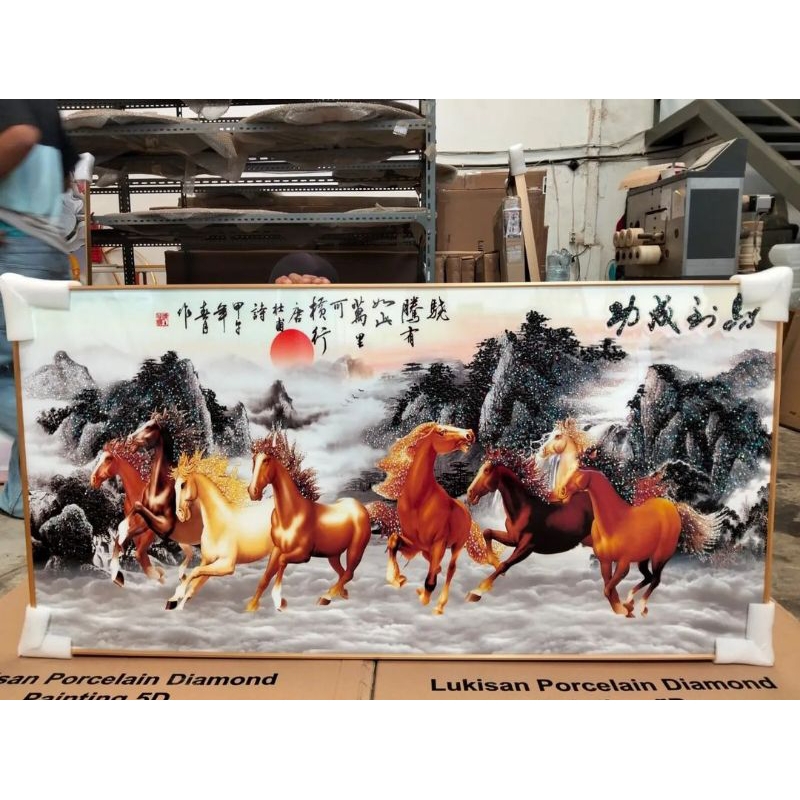 lukisan Porcelain Diamond 5d lukisan gambar kuda