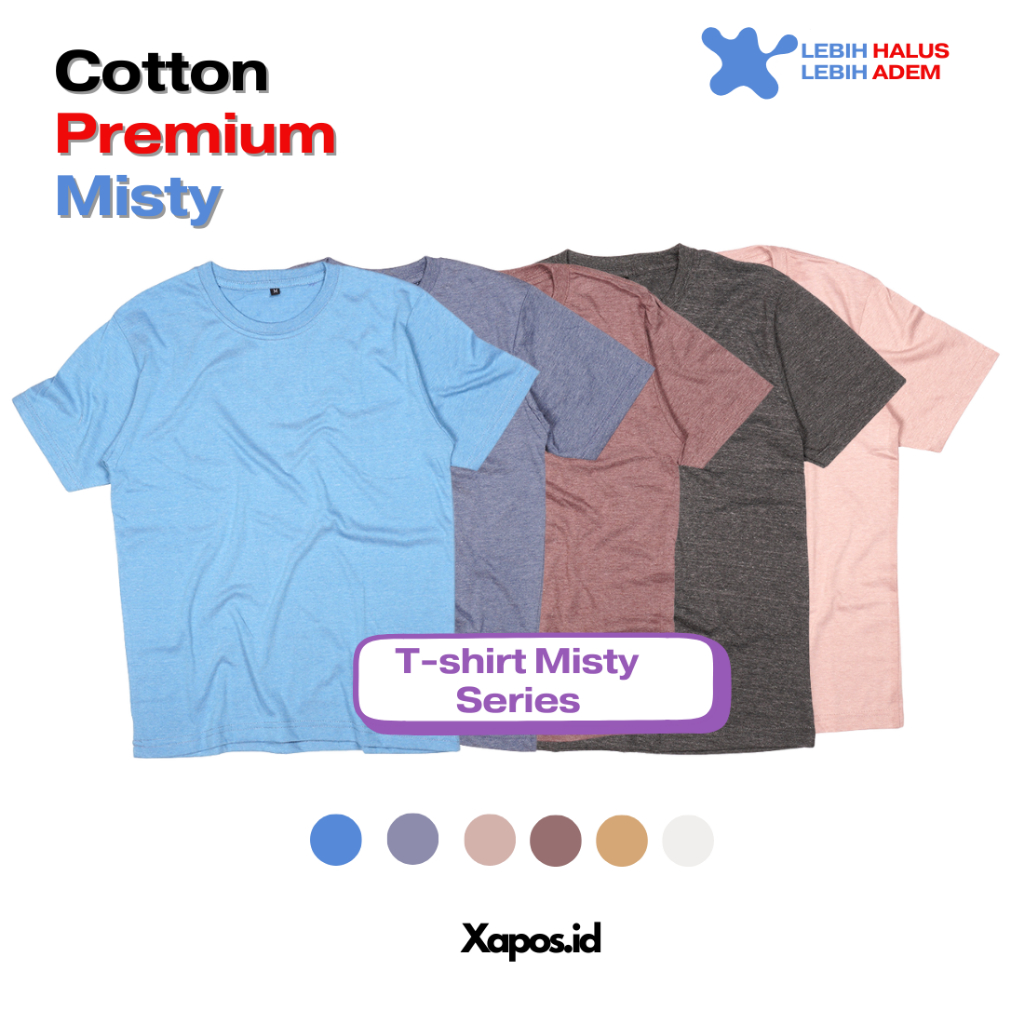 (MISTY SERIES) Kaos Polos Pria Cotton Combed Premium Twotone Misty Reguler Fit