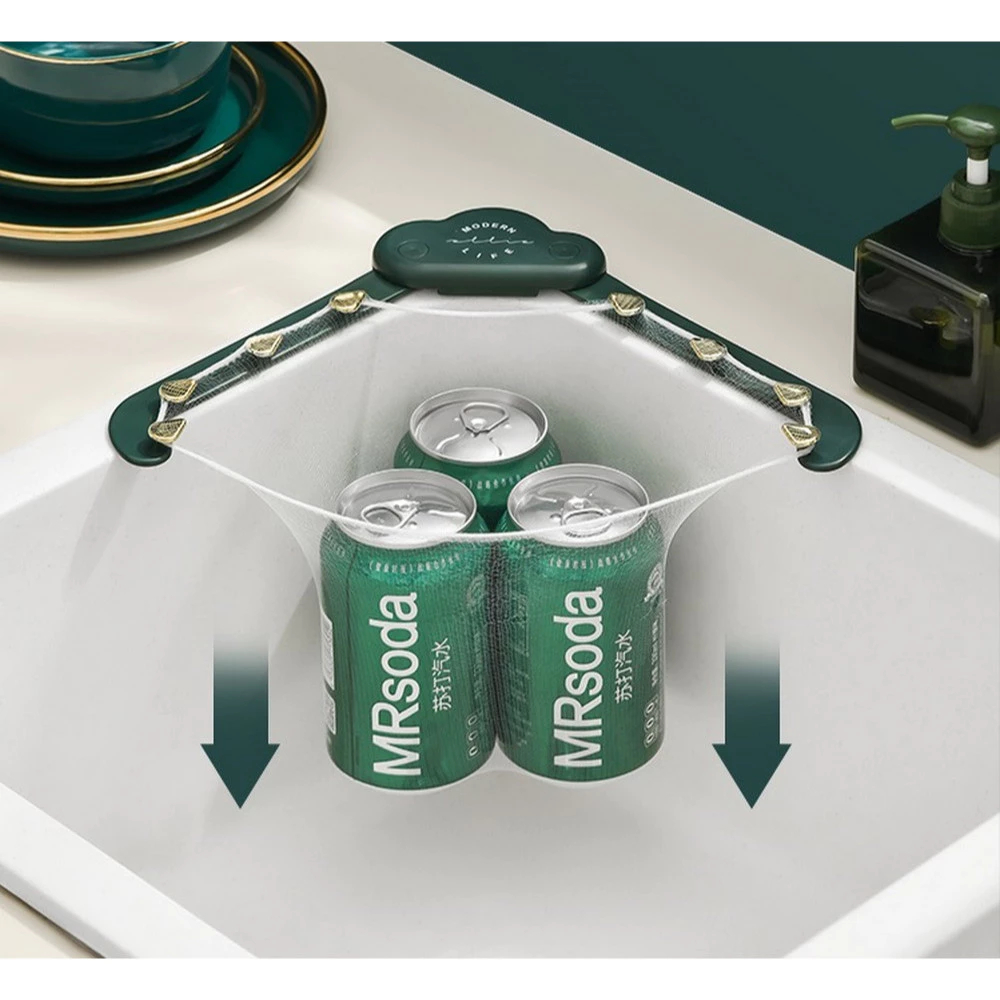 AM DRAINER NET KITCHEN SINK GANTUNGAN HOLDER JARING SISA MAKANAN SAMPAH MAKANAN SUDUT WASTAFEL TEMPA