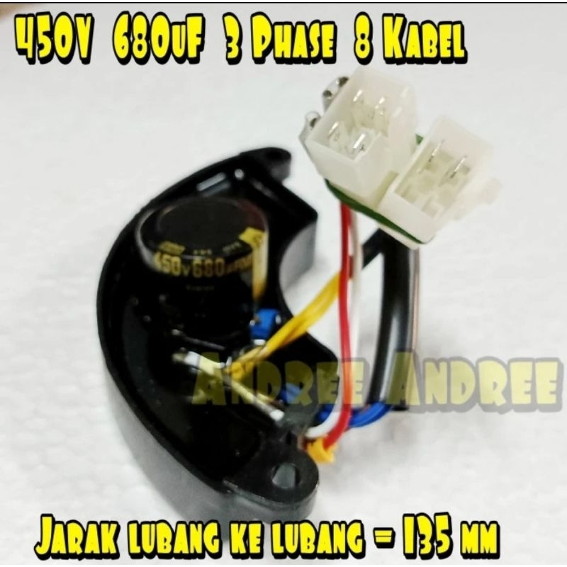 450v 680uf avr genset solar bensin 3 phase 8 kabel 4500 6000 7000 12000 watt