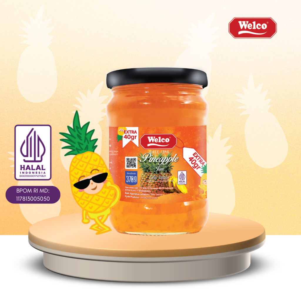 

Selai nanas Welco 370 free 40 gr / Welco pinneaple Jam 370 + 40/Welco pinnepale Jam