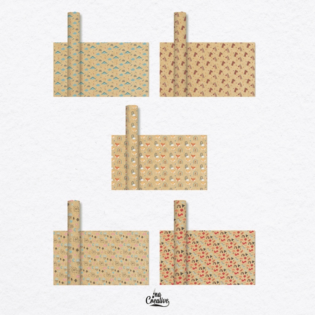 

INA CREATIVE Kertas kado Craft Fancy kertas kado kecil kertas kado craft coklat