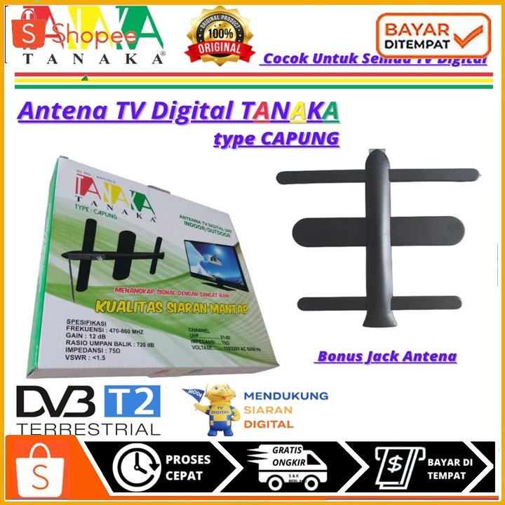 TANAKA ANTENA TV DIGITAL MODEL CAPUNG +KABEL 15METER promo terlaris