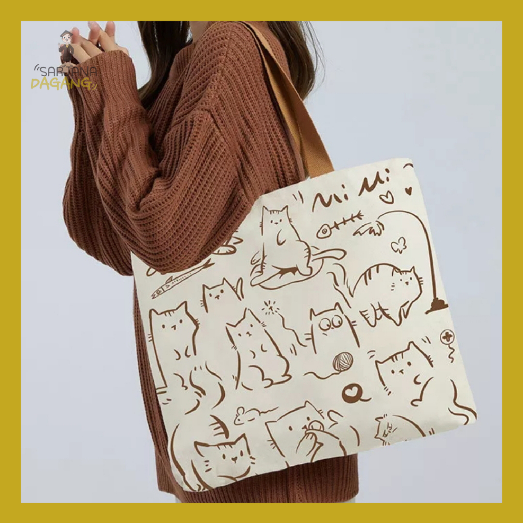TAS TOTE BAG KANVAS WANITA FULL PRINT TOTE BAG KOREA TOTE BAG KANVAS TOTE BAG KOREA