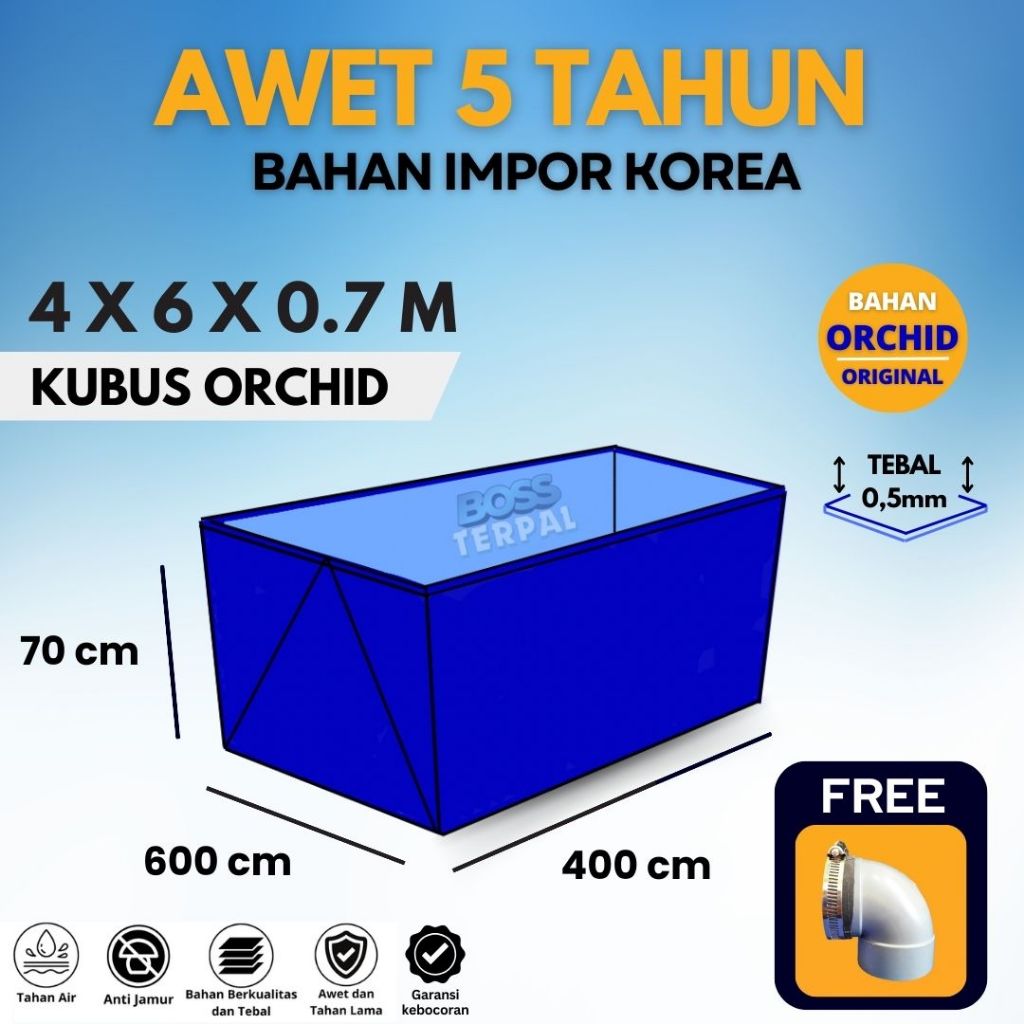 Kolam Terpal Murah 6x4x0.7m Siap Pakai - Budidaya Ikan Lele - Terpal Kolam ORCHID