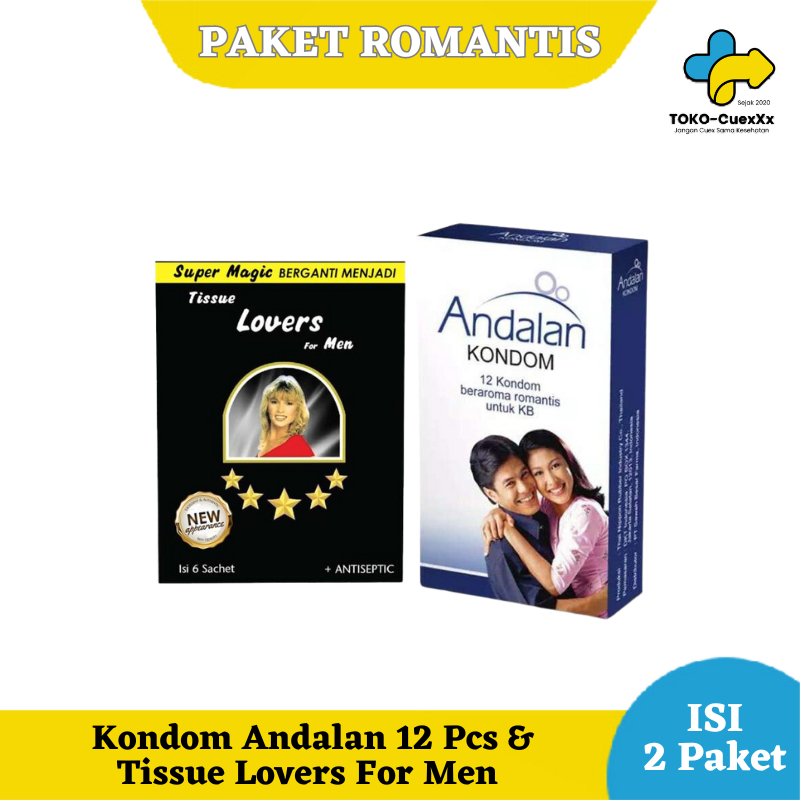Tissue Super Magic Man Paket Untuk Pria (6 Pcs) + Kondom Andalan  (12 Pcs) / Tissue Antiseptik / Kon