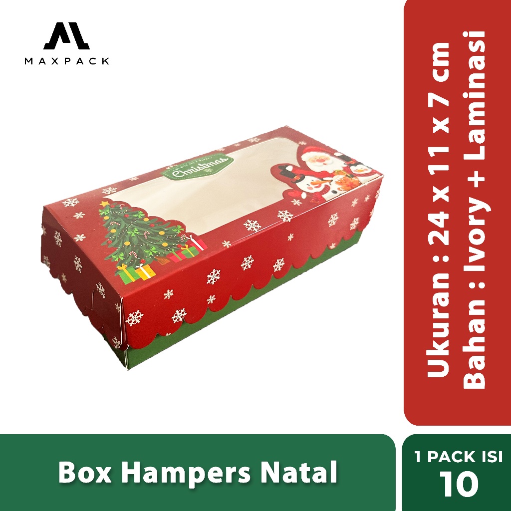 

Box Kue Natal 10 Pcs Christmas Box / Hampers Natal / Kotak Kue / Box Brownies 24 x 11 x 7 cm