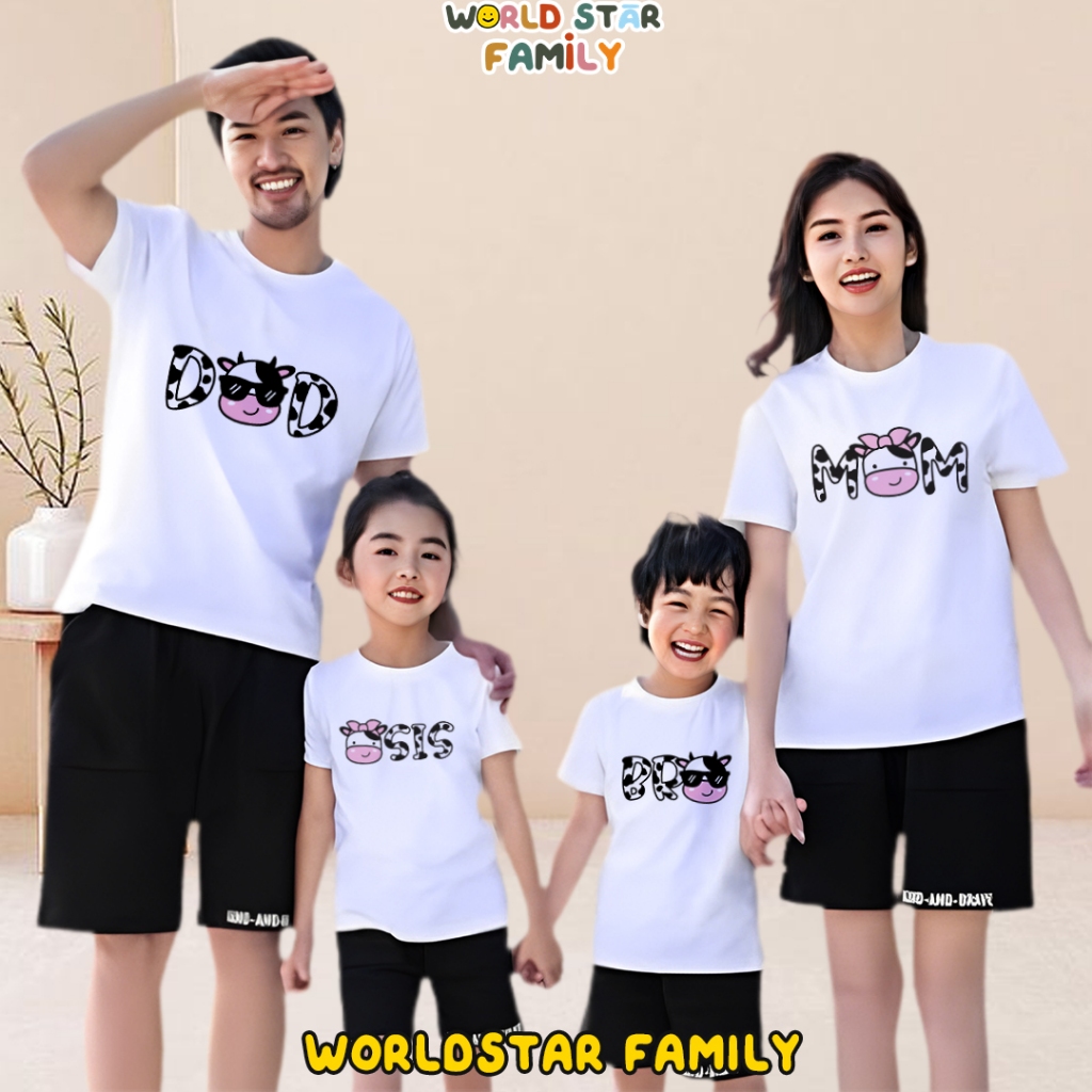 WSF Kaos Couple Keluarga SAPI LUCU COW Kaos Couple Keluarga Lucu Kaos Pasangan Kaos Keluarga Baju Ke