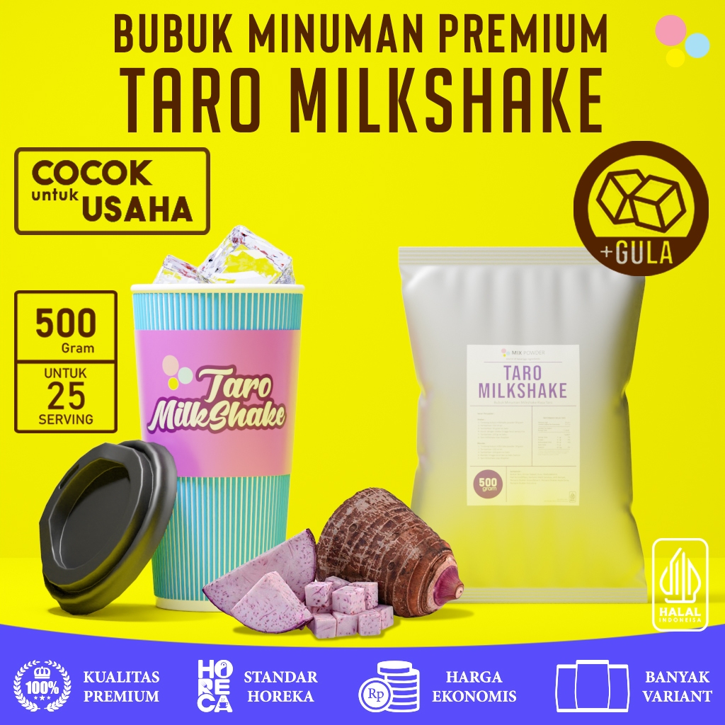 

Mix Powder Taro Milkshake Bubuk Minuman Taro Based Milk Shake Instan Drink Kemasan 500 Gram