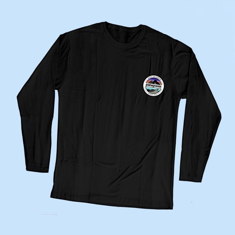 kaos hitam lengan panjang logo Patagonia