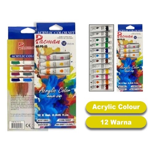 

Cat Lukis Akrilix / Cat Acrylic Colour Kanvas 9ml ( 12 Warna x 9 ml )