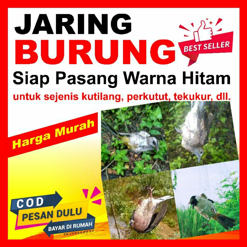 jaring burung/jaring burung kutilang/perkutut/tekukur/jaring siap pasang warna hitam murah