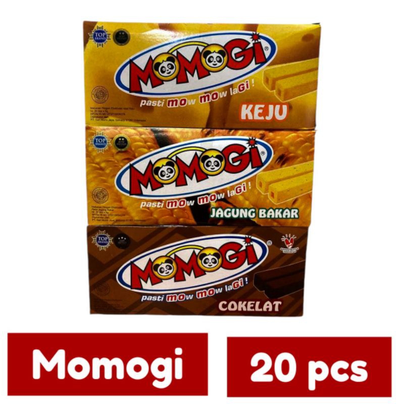 

Momogi Stick Snack Biskuit rasa keju jagung bakar coklat isi 20