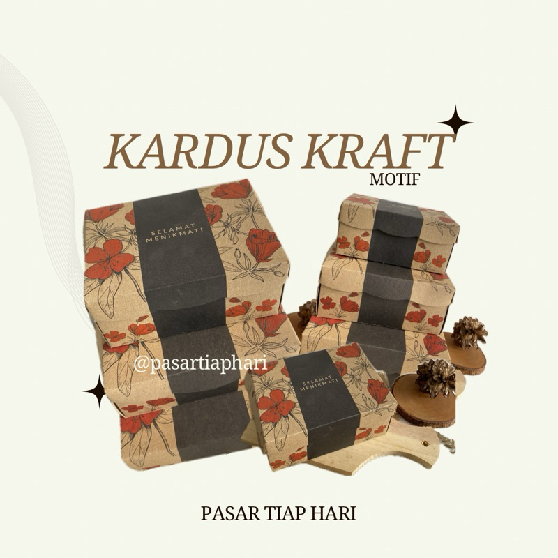

Kardus Kue dan Nasi bahan Kraft motif bunga R3 R5 R8
