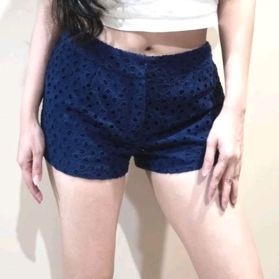 Forever 21 Cotton Navy Embroidery Short