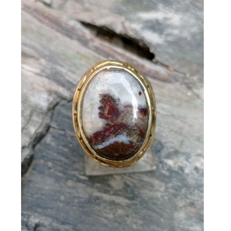 Cincin batu akik natural motif gambar Semar kuncung unik sakral