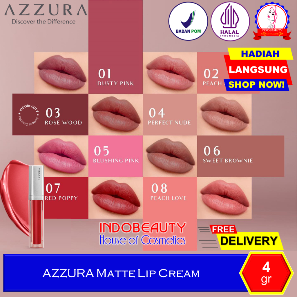 AZZURA Matte Lip Cream Lipstick Lipstik