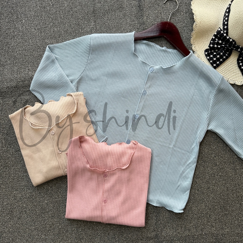 By Shindi - Cardigan Basic Kancing / Cardigan Crop Top Rajut  Premium / Crop Top