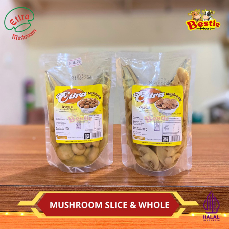 

Etira Jamur Kancing Slice & Whole | Jamur Shitake Shiitake 250g