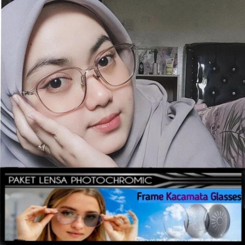 Frame 6137 Paket Lensa Photocromic Kacamata Prisma Pria Wanita 6137
