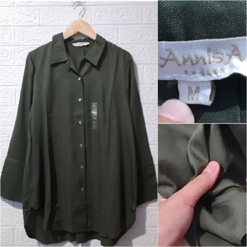 ANNISA kemeja army / blouse atasan wanita katun / baju kerja ngantor kantor ori matahari / lengan pa