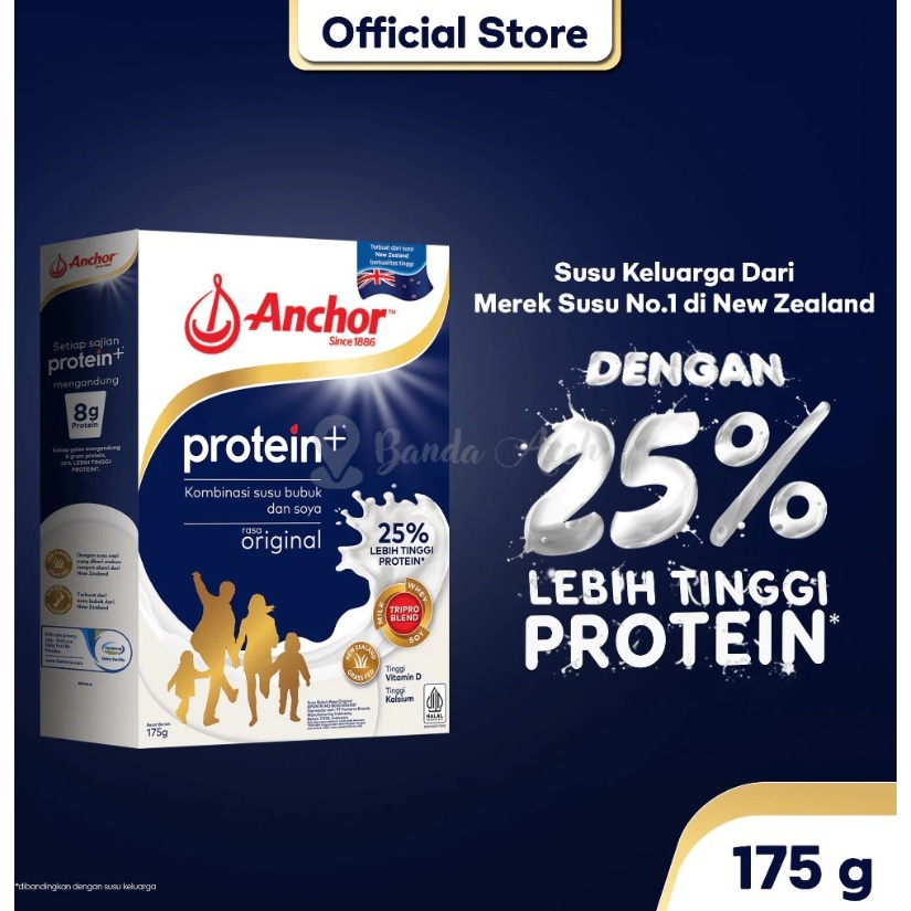 

Anchor Milk Protein+ Susu Keluarga Original 175g - Susu Bubuk Tinggi Protein | Sarapan Breakfast