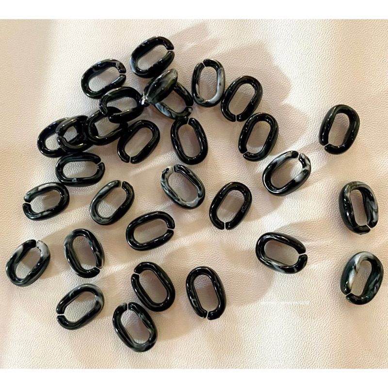 Mote Manik RANTAI GEMBUL  - 40 PCS - SIZE 1,5 CM - Warna HITAM MARMER - Manik Rantai - Mote - Rantai