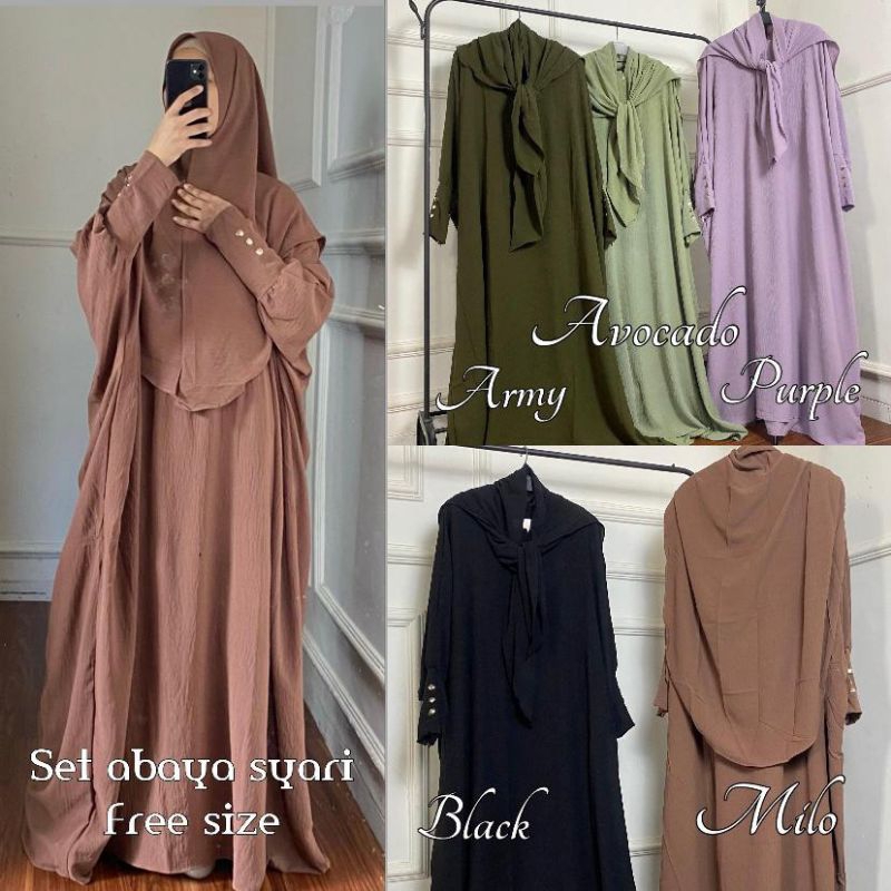 Set abaya syar'i modern busana muslimah terlaris