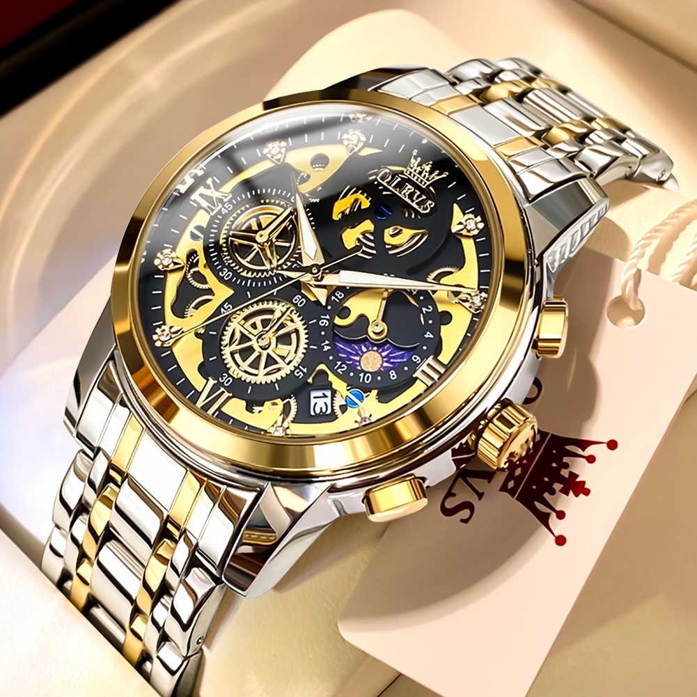 OLEVS Jam Tangan Rantai Pria Original Tahan Air Men Watch Hadiah Mewah Kado Pria