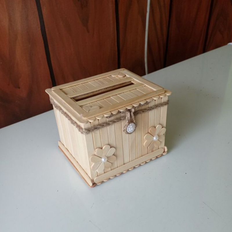 kerajinan tangan kotak tisu dari stik es krim