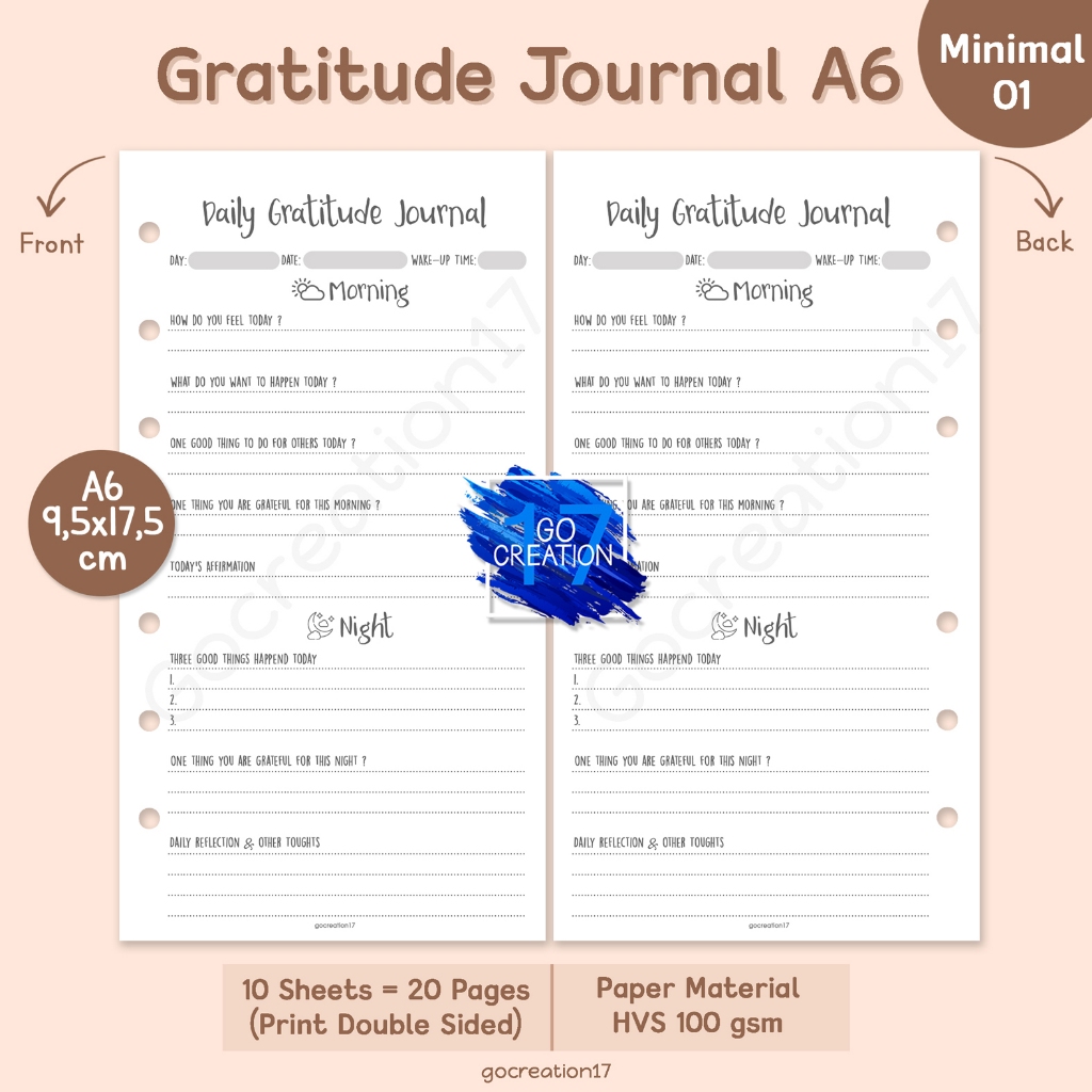 

Buku Planner Refill Kertas Isi Binder Gratitude Journal Syukur Simple Minimalis A6